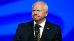 Democratic vice presidential nominee Minnesota Gov. Tim Walz reacts as he speaks at the American Federation of State, County and Municipal Employees (AFSCME) Convention in Los Angeles, Tuesday, Aug. 13, 2024. (Jae C. Hong / AP Photo)