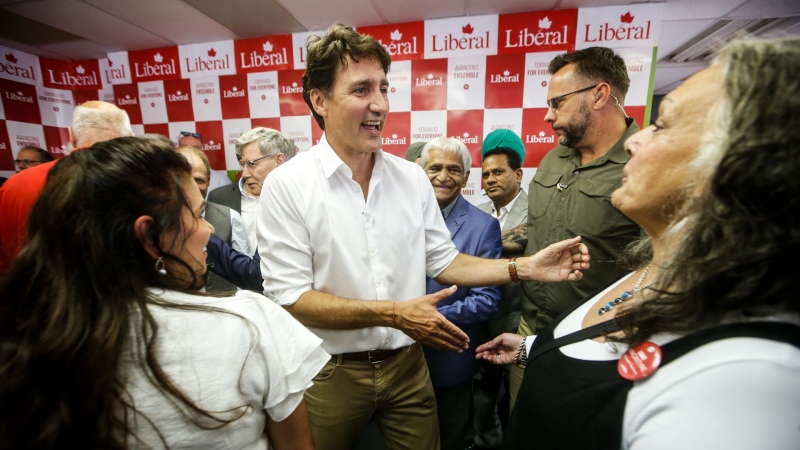 Prime Minister Justin Trudeau speaks at a rally for byelection candidate Ian MacIntyre in Winnipeg, Man., Aug. 28, 2024. THE CANADIAN PRESS/John Woods