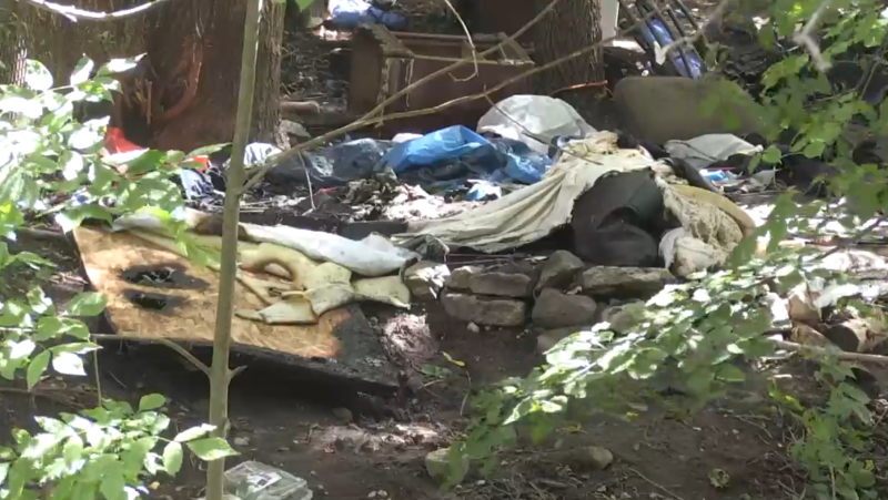 Items burned in a fire at Berczy Park in Barrie, Ont., on Sun., Sept. 8., 2024 (CTV News/Chris Garry)