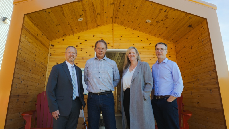 Pictured from left to right is Saint John Energy CEO Ryan Mitchell, entrepreneur Steve Belyea, United Way senior executive director Alexya Heelis and entrepreneur David Alston. (Source: Saint John Energy) 