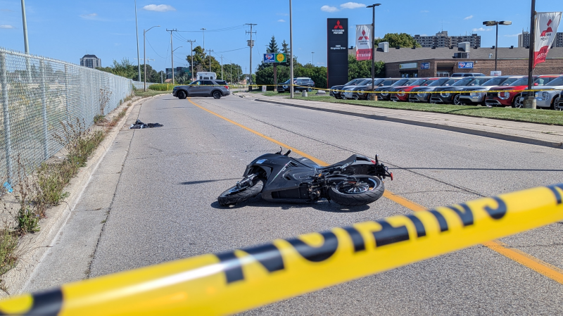 E-bike crash on Kingsway Drive in Kitchener on Sept. 10, 2024. (Dan Lauckner/CTV News)