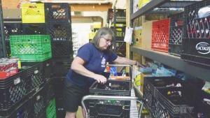 Debbie Marson of the North Bay Food Bank said most of their clients are Ontario Works clients, disability and seniors on pensions. (Photo from video)