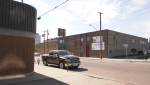 Second Act Studios show in the background, with the proposed shelter site on the left - Sept. 10, 2024. (Carla Shynkaruk / CTV News)