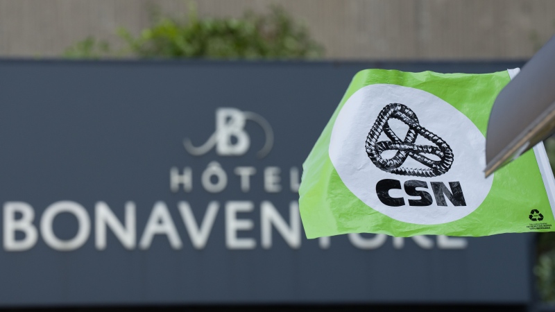 The Bonaventure Hotel in downtown Montreal is affected by a strike by its union members of the Federation of Commerce, affiliated to the CSN, on Thursday Sept. 12. Three hotels in Sherbrooke, Quebec City and Montreal are also affected. Photo taken on Aug. 30, 2024. (Christinne Muschi / The Canadian Press)