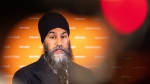 NDP leader Jagmeet Singh speaks to the media at the party's caucus retreat Thursday, Sept. 12, 2024 in Montreal. (Christinne Muschi / The Canadian Press)