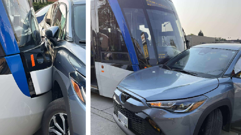 An LRT crash in Kitchener on Sept. 12, 2024. (Courtesy: Lisa Cashin)