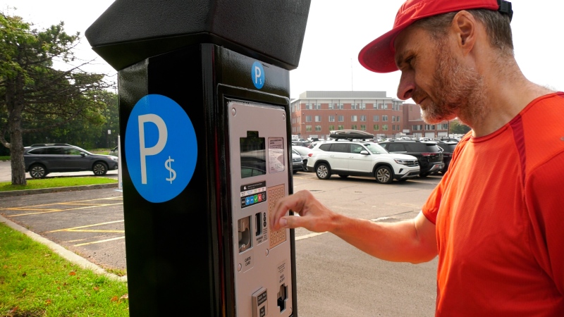 Pay parking is now in effect 24/7 at the Claude-Robillard Sports Complex, annoying many parents of young athletes. (Olivia O'Malley, CTV News)