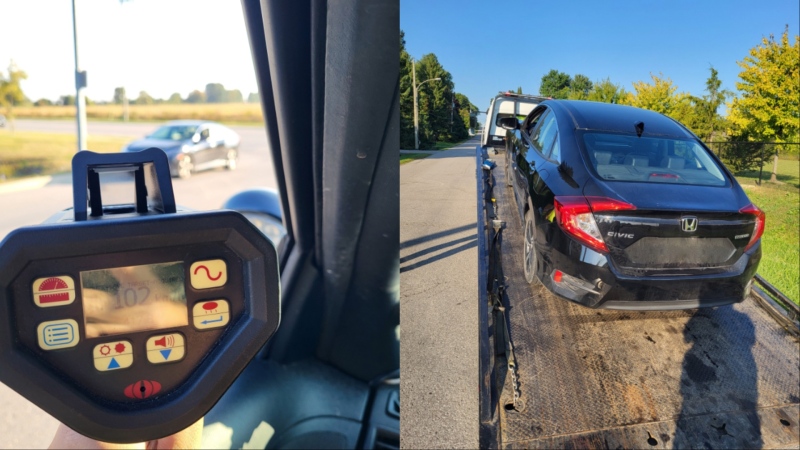 A driver was caught going more than 100 km/h in a school zone in York Region on Monday. (York Regional Police/X)