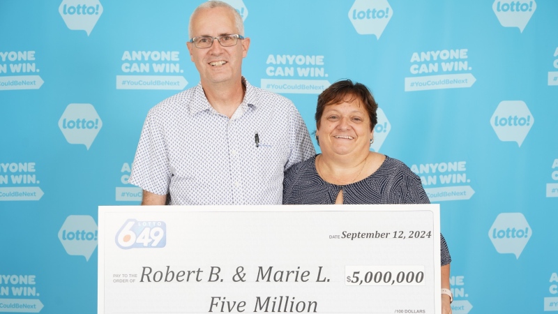 Robert Beaulieu and Marie LePage, of Surrey, B.C., won $5 million in the Sept. 11, 2024 Lotto 6/49 draw. (BCLC) 