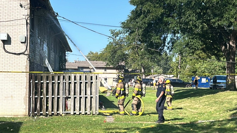 Firefighters in the 3500 block of Wells Street in Windsor, Ont., on Monday, Sept. 16, 2024. (Source: Austin Kerr)