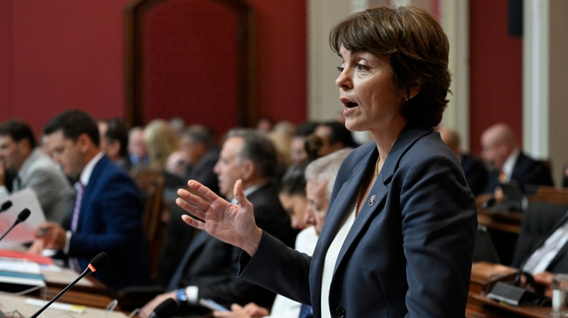 Christine Fréchette, Minister of Energy and the Economy, takes part in Question Period at the National Assembly on February 17,  2024. (The Canadian Press/Jacques Boissinot)