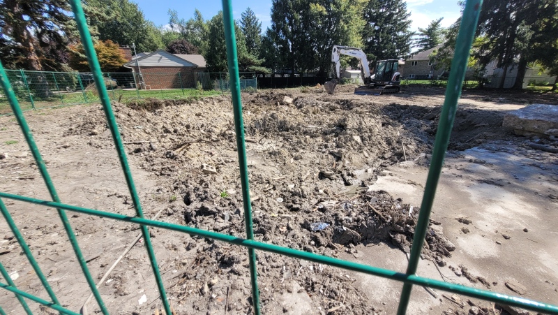 A home is being torn down on this Cabana Road West lot. Developers are proposing a multi-use development here, including with two others within a one-kilometre stretch of another — something residents along Cabana Road West strongly oppose. (Sanjay Maru/CTV News Windsor)