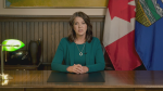 Alberta Premier Danielle Smith during her televised address on Sept. 17, 2024. (CTV News)