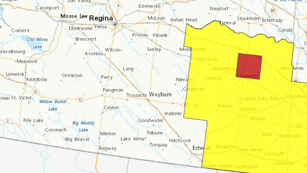 ECCC issued a tornado warning for parts of southeastern Saskatchewan on Thursday. (Photo source: ECCC) 