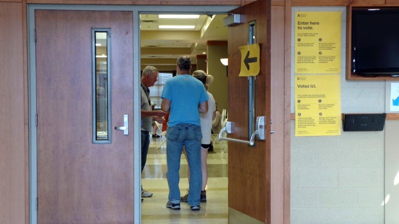 Voters at a polling station in the Bay of Quinte riding for a byelection. Sept. 19, 2024. (CTV News Toronto)