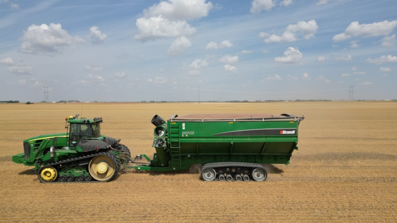 Harvest is underway near Grand Coulee, Sask. (Gareth Dillistone / CTV News) 