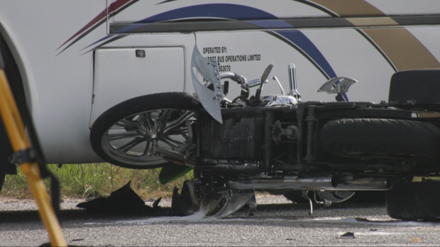 The scene of an accident at the intersections of Talbot Road and Southminster Borne, September 20, 2024 (Bryan Bicknell/CTV News London)