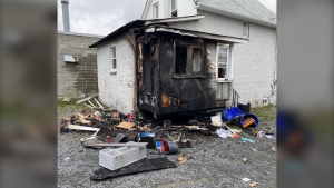 A Greater Sudbury home on Regent Street that was damaged by a suspicious fire on September 22, 2024. Fire officials estimate the damage to be $100,000. (Dan Bertrand/CTV News Northern Ontario)