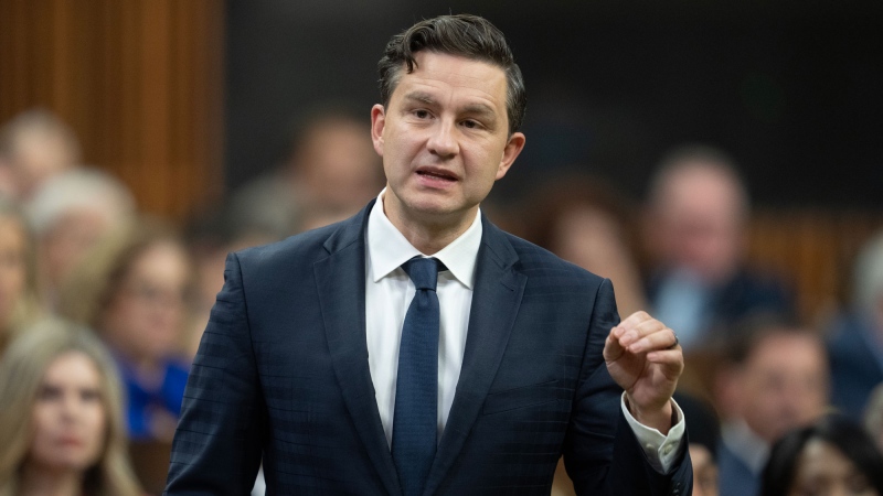 Conservative Leader Pierre Poilievre rises during Question Period, in Ottawa, Tuesday, Sept. 24, 2024. THE CANADIAN PRESS/Adrian Wyld