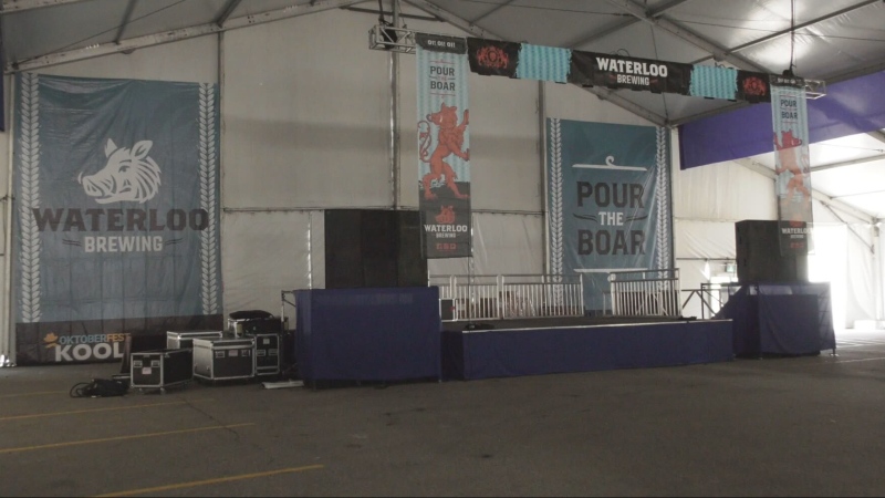 The stage is ready for the first weekend at K-W's Oktoberfest. (CTV News/Krista Simpson)