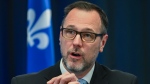 Immigration Minister Jean-François Roberge at a press conference on April 28, 2024. (The Canadian Press/Graham Hughes)