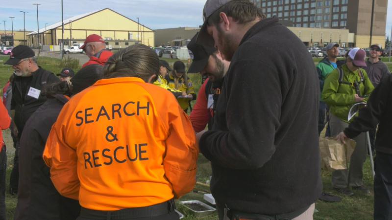 Alberta Search and Rescue volunteers gathered for training and team building on Sept. 28, 2024. (Galen McDougall/CTV News Edmonton)