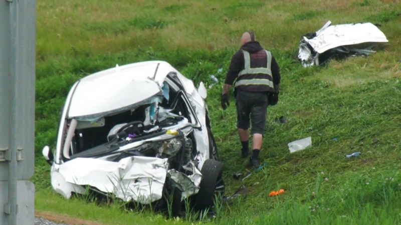 One person has died after a head-on collision on Highway 30 in Candiac. 