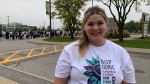 Brooke Ford shared her story of grief and resilience at the CMHA Windsor-Essex Suicide Awareness Walk on Sunday, September 29, 2024 (Sanjay Maru/CTV News Windsor)