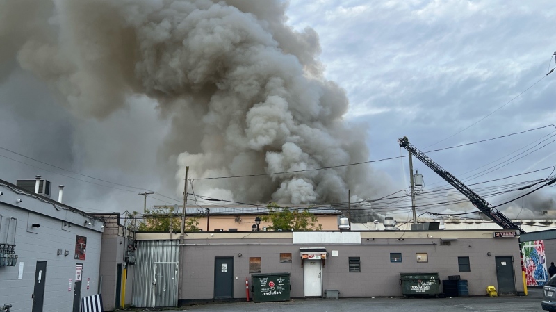 Fire crews battled a massive blaze in downtown Langley Saturday morning. (CTV News)