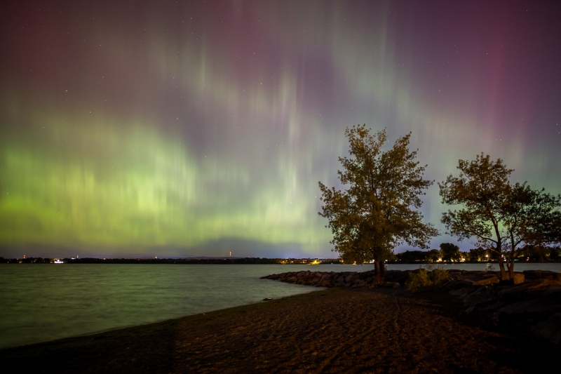 Northern lights over Britannia Park in Ottawa on Oct. 7, 2024. The aurora borealis was very animated and kicked into overdrive with multiple colors late in the evening. A spectacular show that was visible to the naked eye. (Steve Slaby/CTV Viewer)