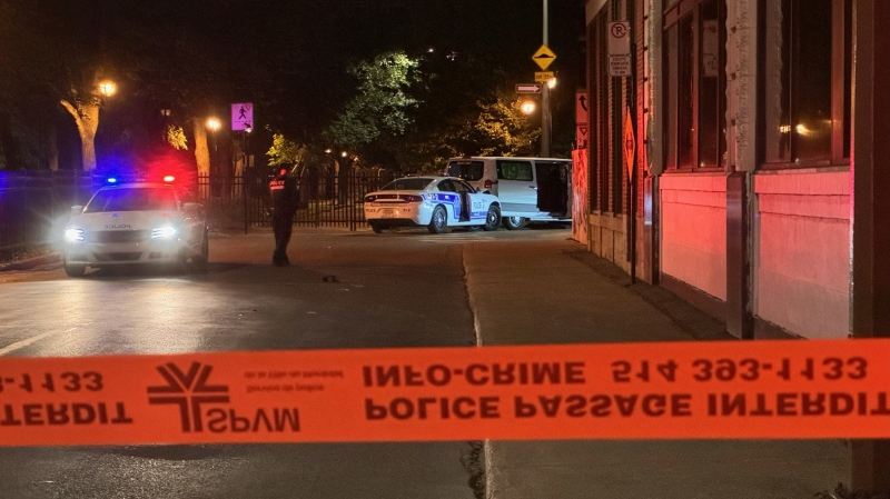 Three young people were arrested after gunshots were fired in Old Montreal late on Oct. 8, 2024. (Cosmo Santamaria, CTV News)