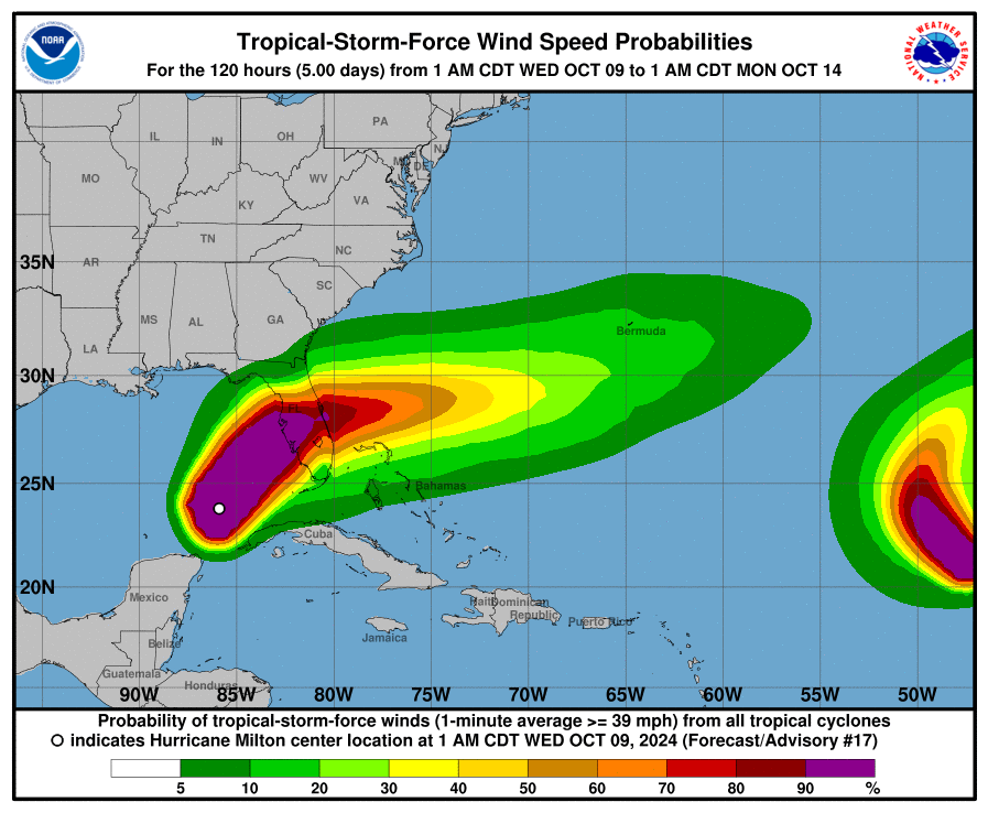 Milton storm tracker: Wind speeds