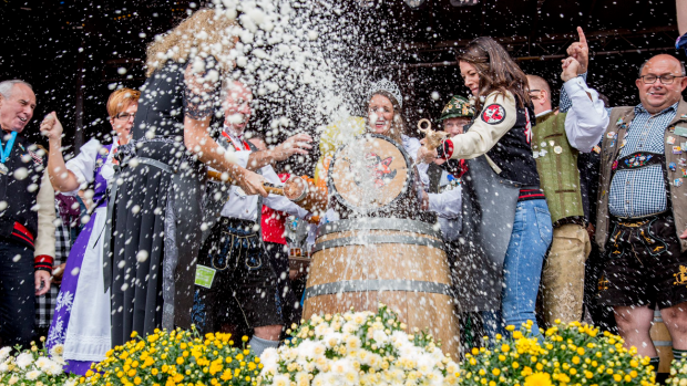 First keg is tapped for Kitchener-Waterloo Oktoberfest. (Source: @KW_Oktoberfest/X)