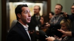 Liberal member of Parliament Anthony Housefather talks to reporters as he arrives to a caucus meeting in Ottawa on Wednesday, Nov. 8, 2023. THE CANADIAN PRESS/Sean Kilpatrick 