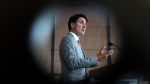 Prime Minister Justin Trudeau gestures during a news conference in Vientiane, Laos, Friday, Oct. 11, 2024.(Adrian Wyld / The Canadian Press)