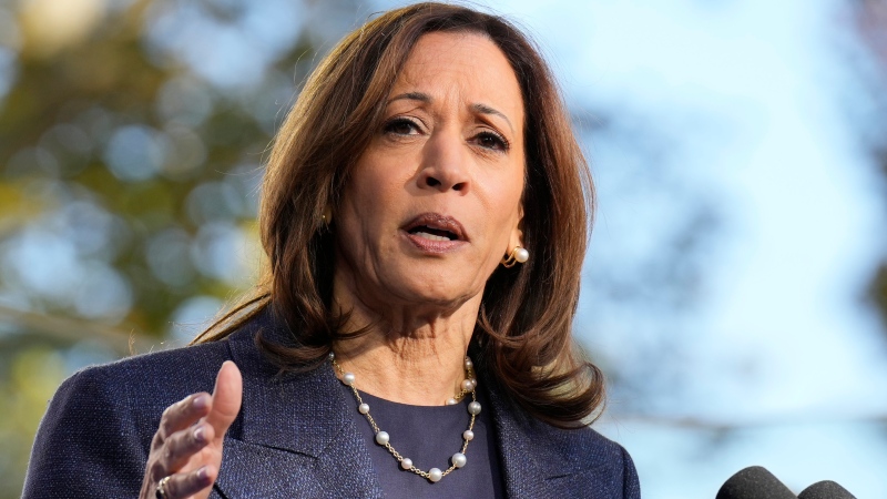 Democratic presidential nominee U.S. Vice-President Kamala Harris speaks during a campaign event at Washington Crossing Historic Park, Wednesday, Oct. 16, 2024, in Washington Crossing, Pa. (Jacquelyn Martin/AP Photo)