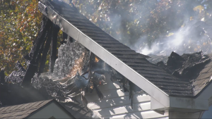 A fire in a West Lorne home, October 17, 2024 (Gerry Dewan/CTV News London)