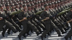 North Korean soldiers march during a mass military parade in Pyongyang's Kim Il Sung Square to celebrate 100 years since the birth of North Korean founder, Kim Il Sung on April 15, 2012. (AP Photo/Ng Han Guan)