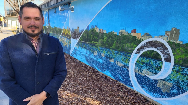 A new mural completed by local artist Harley Sinclair was unveiled on Friday in Victoria Park. (Jason Delesoy / CTV News) 