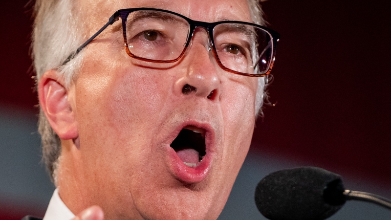 B.C. Conservative Leader John Rustad addresses supporters on election night in Vancouver, on Saturday, October 19, 2024. THE CANADIAN PRESS/Ethan Cairns