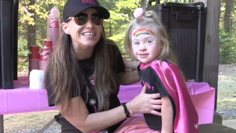 A mother and her daughter at the 5th annual Down Syndrome Walk in Springwater, Ont., on Sun., Oct. 20, 2024 (CTV News/Chris Garry)