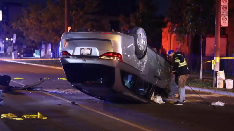 A woman was taken to the hospital with non-life threatening injuries following an Oct. 20 crash near Keele and Rogers. (Tom Podolec/CP24)