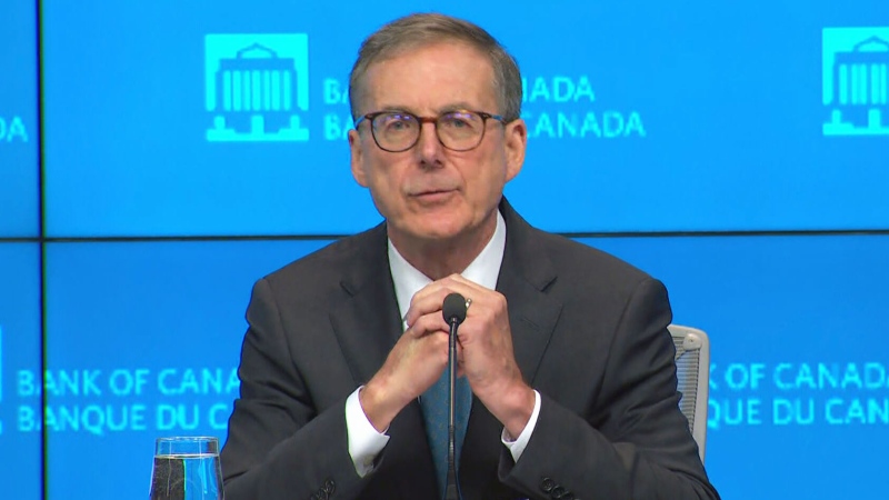 Bank of Canada Governor Tiff Macklem participates in a news conference on the bank's interest rate announcement, in Ottawa, on Wednesday, Oct. 23, 2024.