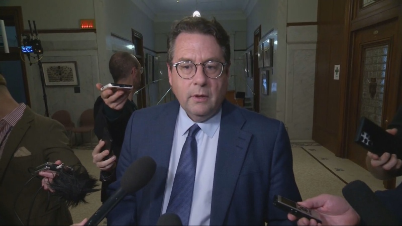 Education Minister Bernard Drainville speaks to reporters in Quebec City on Wednesday, Oct. 23, 2024. (CTV News)