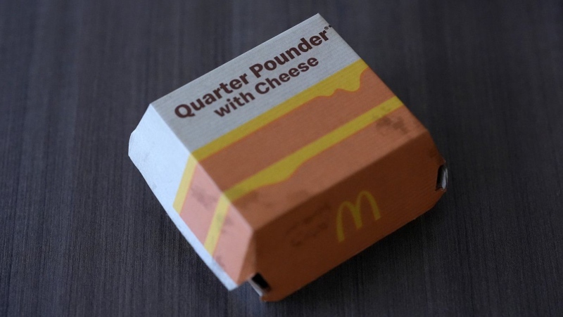 Pictured is a McDonald's Quarter Pounder sandwich box purchased Wednesday, Oct. 23, 2024, in Chicago. (Charles Rex Arbogast/AP Photo)