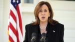 Democratic presidential nominee Vice -President Kamala Harris speaks at the vice-president's residence in Washington, Wednesday, Oct. 23, 2024. (AP-Mark Schiefelbein)