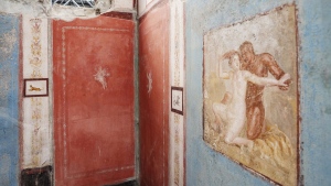 A tiny house adorned with elaborate - and sometimes erotic - frescoes has been uncovered in Pompeii. (Archaeological Park of Pompeii via CNN Newsource)