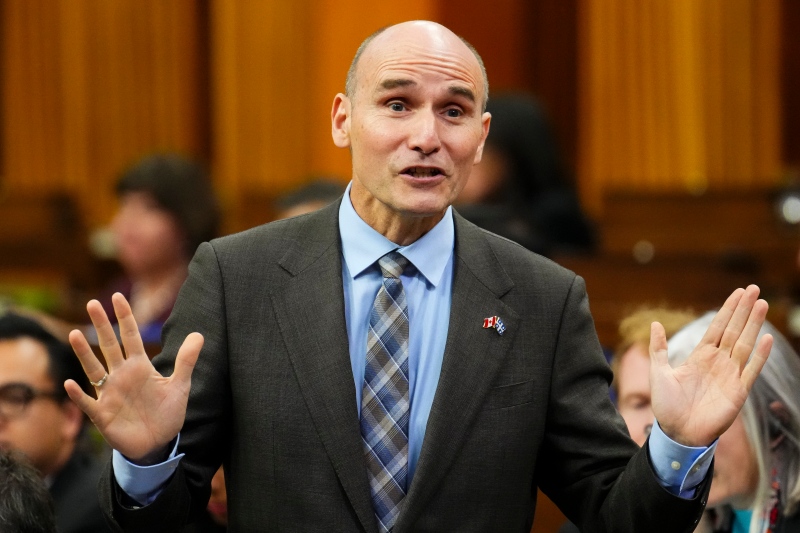 Jean-Yves Duclos, Minister of Public Services and Procurement, during question period in Parliament on Oct. 24, 2024. (The Canadian Press/Sean Kilpatrick)