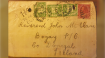 The envelope found in a bombed-out Irish solicitors' office in 1972. (Source: Carol Cowie)