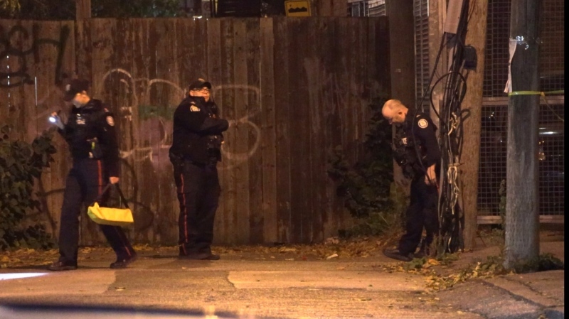 Police are investigating after a person was shot on Oct. 27 near Sherbourne and Dundas streets. (Jacob Estrin/CTV News Toronto)